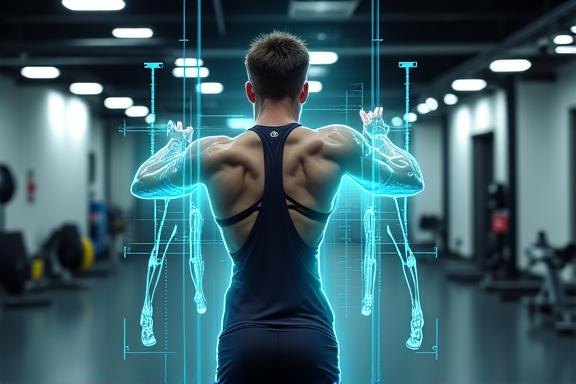Atleta usando realidad aumentada para mejorar su técnica de entrenamiento.
